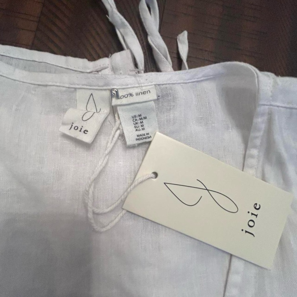 Joie White V-Neck Blouse with Tie Detail - Picture 3 of 7